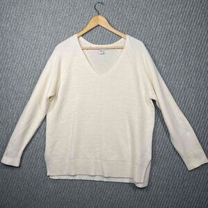 Athleta Sweater Pullover Wool‎ V Neck Long Sleeve Ribbed Cozy Womens L Casual